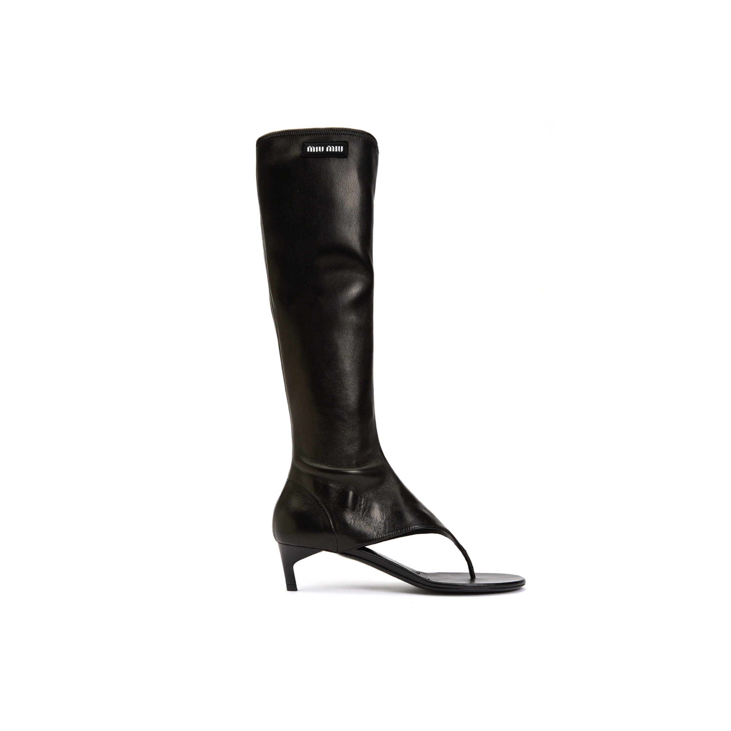 MIU MIU STRETCH NAPPA LEATHER THONG BOOTS 